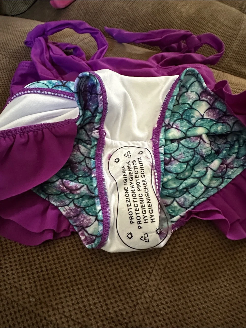 Girls Purple Ruffle Mermaid Bikini Set